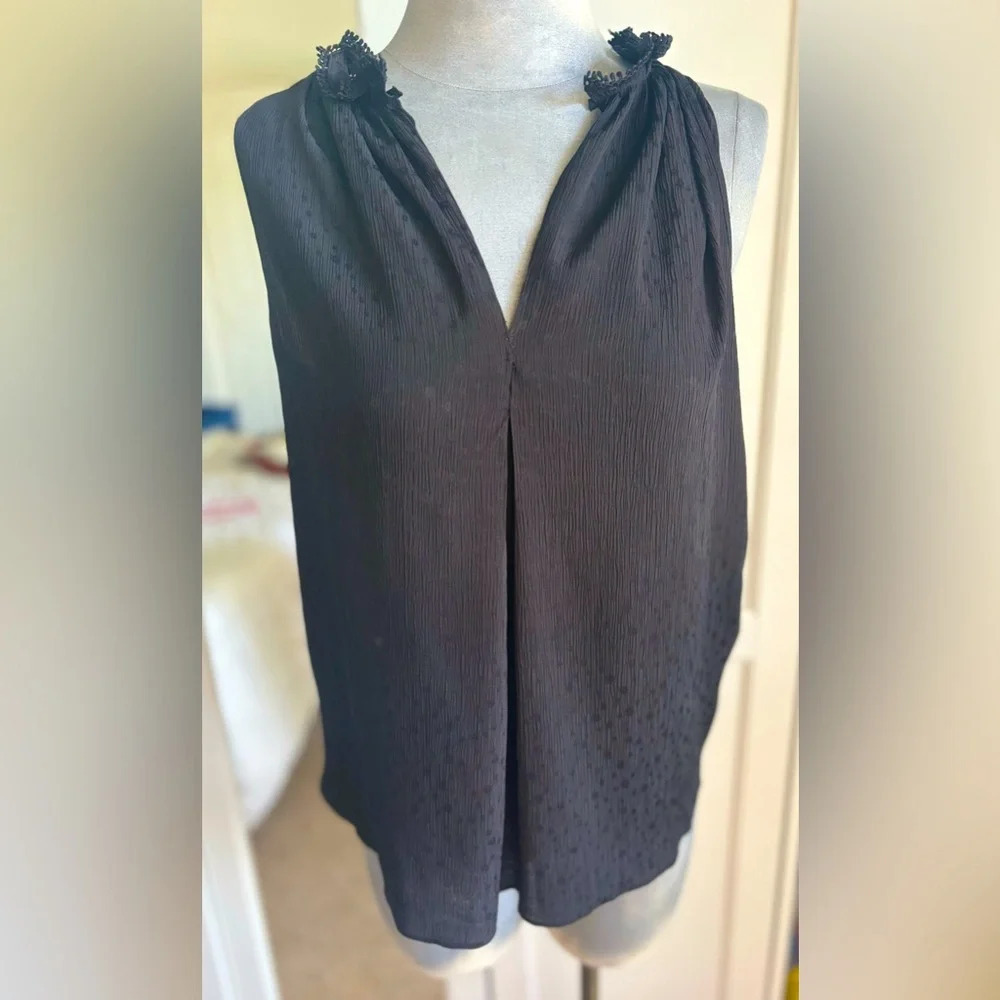 Max Studio Haltered Black Leopard Print Blouse